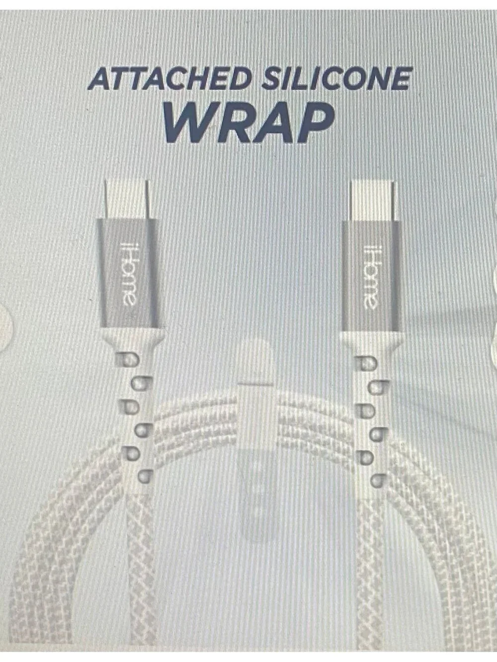 IHOME 6ft USB-C to USB-C Cable Nylon Braided with Cable Wrap While